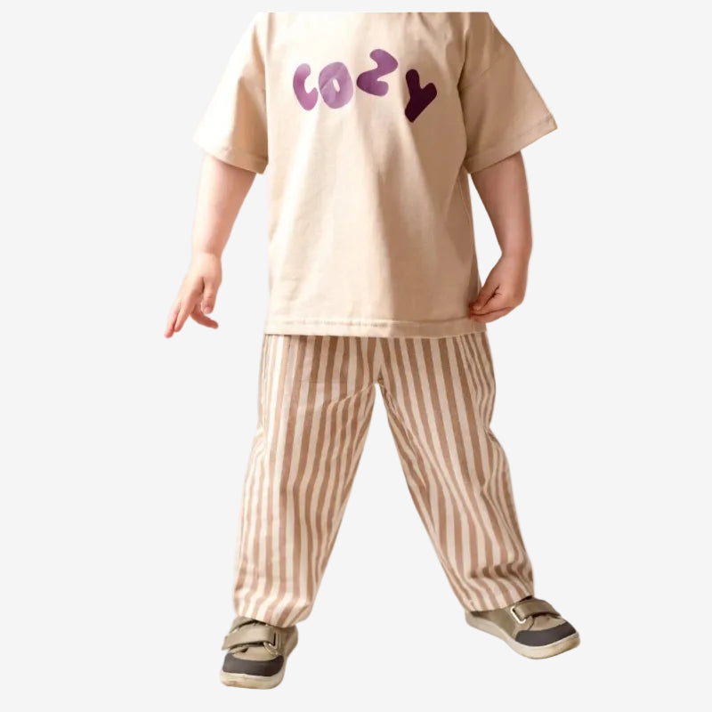 Cozy Striped Beige Pants