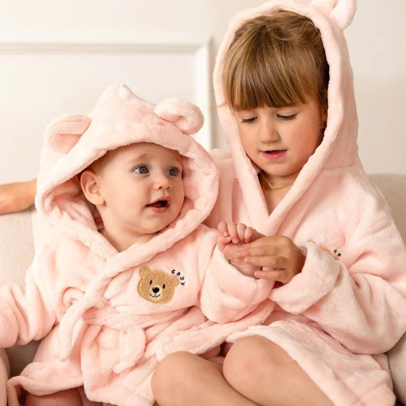 Cozy Pink Bear Hooded Dressing Gown