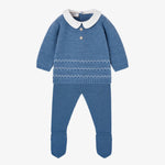 Paz Rodriguez Baby Boys Dark Blue Knitted Set - front view