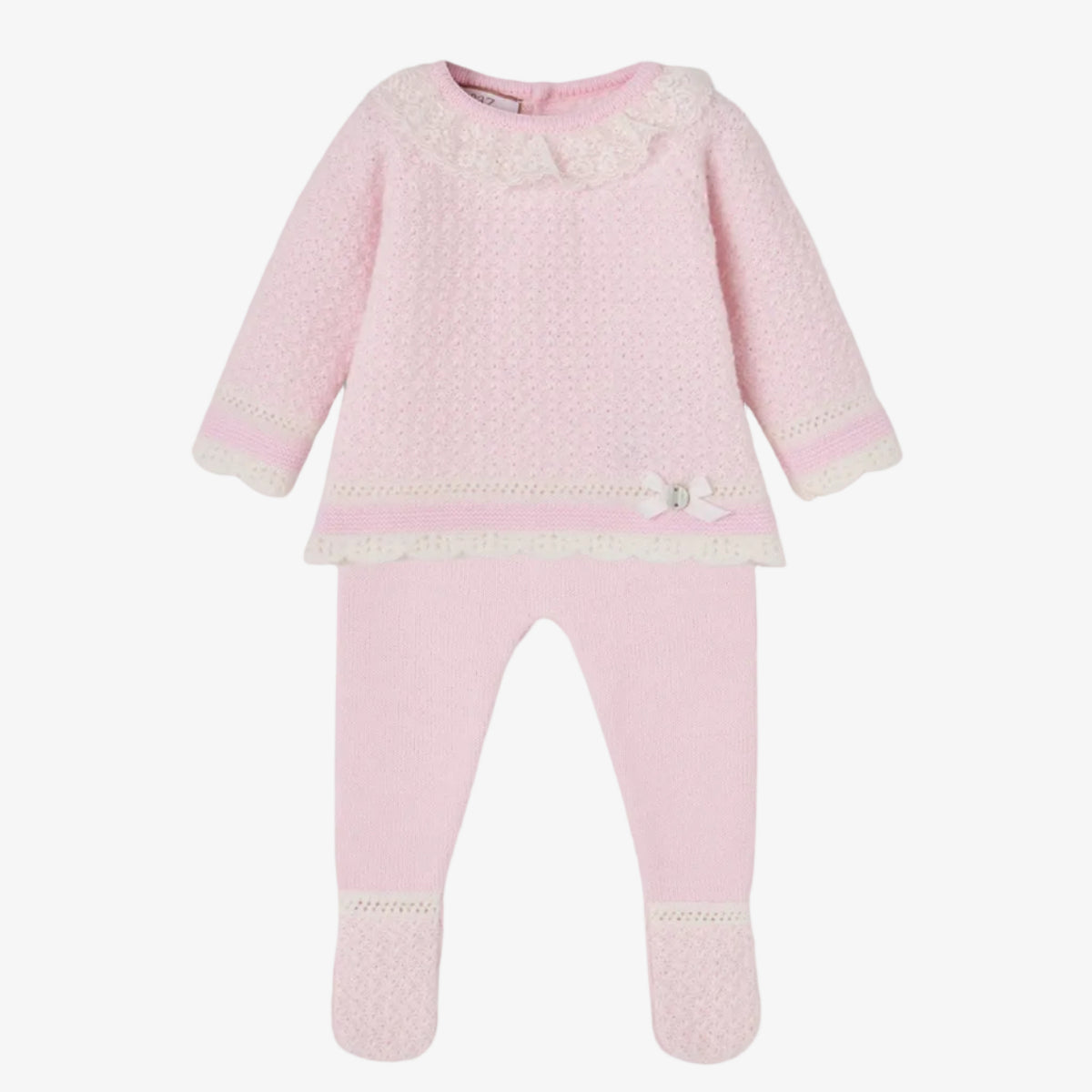 Paz Rodriguez Baby Girls Pink Knitted Set - front view