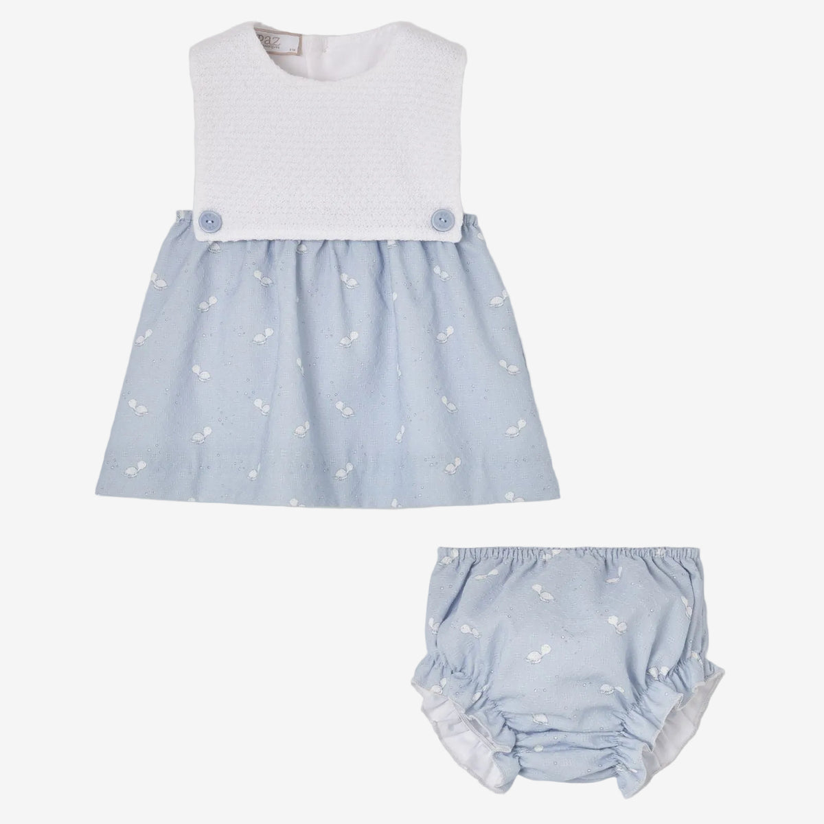 Paz Rodriguez Baby Girls White & Blue Dress with Pants | Casa Childrenswear
