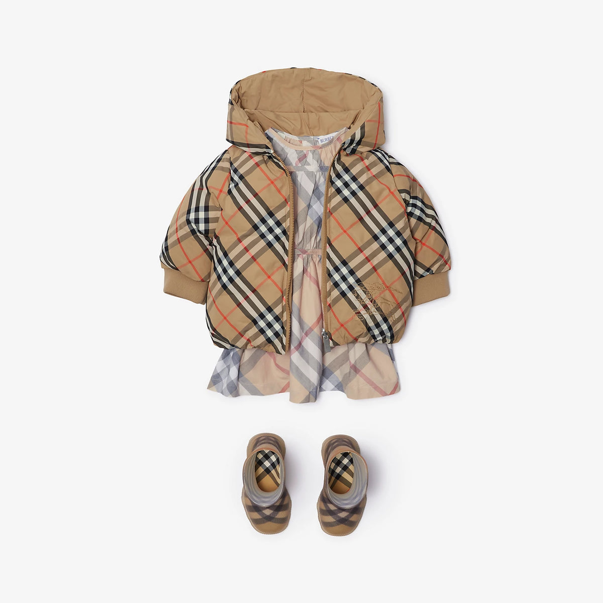 Burberry Baby Beige Check Puffer | Casa Childrenswear