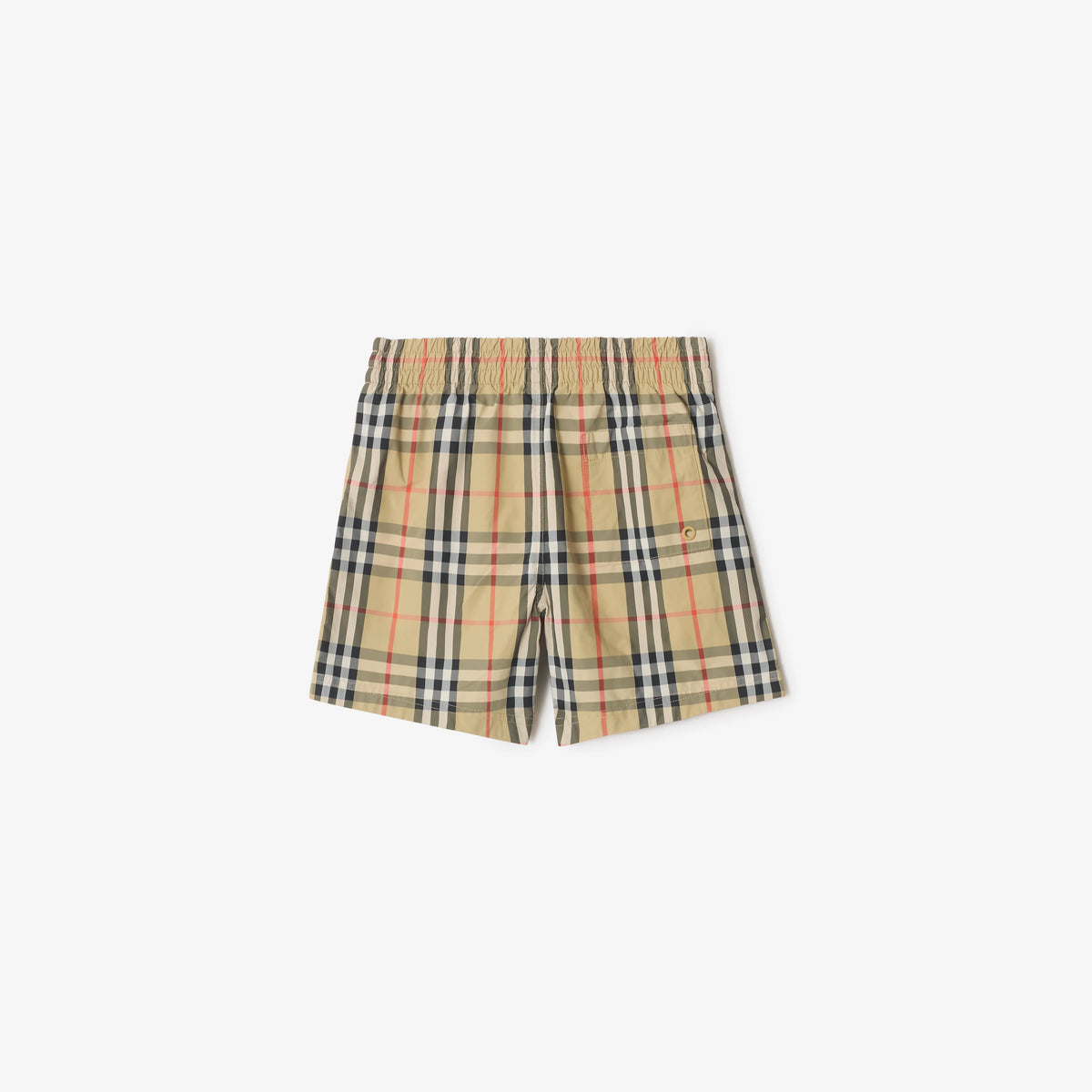 Boys Beige Check Swim Shorts