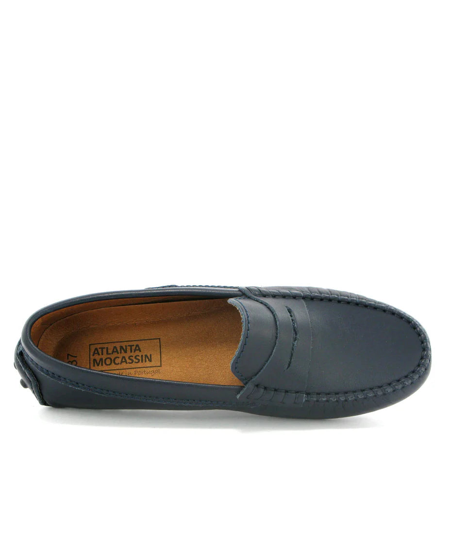 Atlanta Mocassins Athletes Navy Smooth Leather | Casa Childrenswear