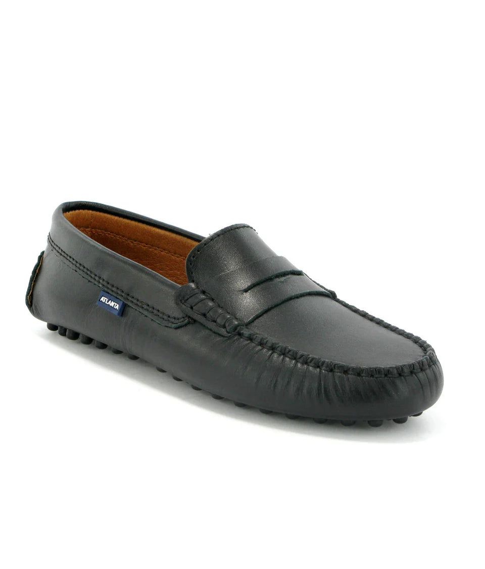 Atlanta Mocassins Athletes Black Smooth Leather | Casa Childrenswear