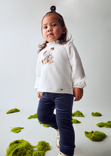 Navy Velvet Baby Leggings