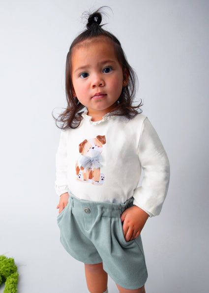 Puppy Print Baby Girls Long Sleeve T-Shirt