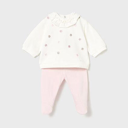 White & Pink Baby Rose Leg Warmer Set