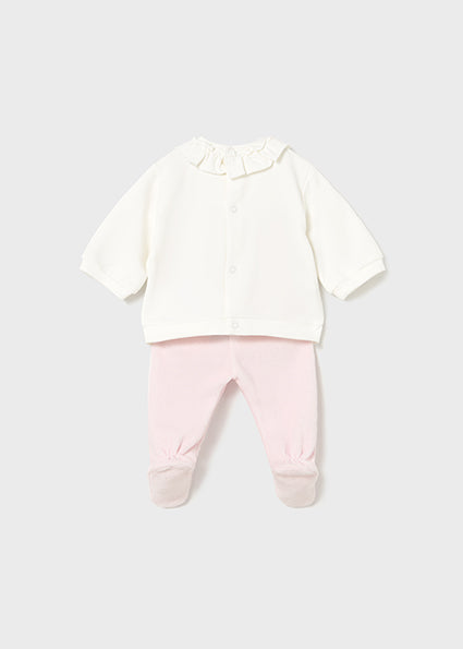 White & Pink Baby Rose Leg Warmer Set