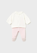 White & Pink Baby Rose Leg Warmer Set