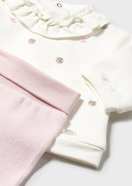 White & Pink Baby Rose Leg Warmer Set