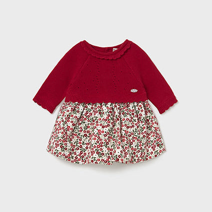 Red Cherry Print Knitted Dress