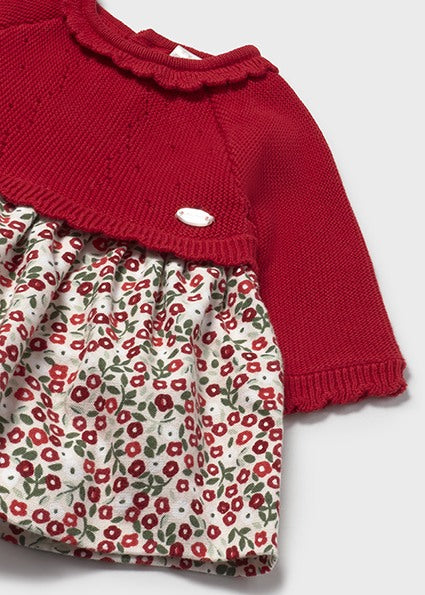 Red Cherry Print Knitted Dress