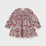 Red Flower Print Velvet Dress
