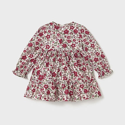 Red Flower Print Velvet Dress