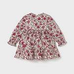Red Flower Print Velvet Dress
