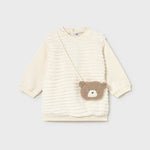 Cream Dress with Teddy Bag