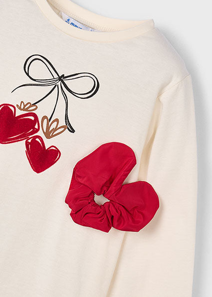 Cream Heart Long Sleeve T-Shirt