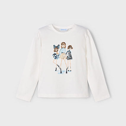 Cream Navy Trio Long Sleeve T-Shirt