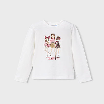 Cream Pink Trio Long Sleeve T-Shirt
