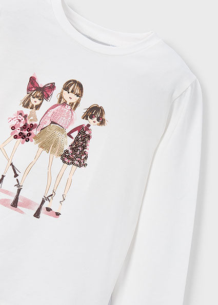 Cream Pink Trio Long Sleeve T-Shirt