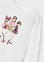 Cream Pink Trio Long Sleeve T-Shirt