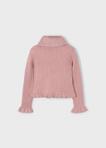 Pink Faux Fur Collar Cardigan