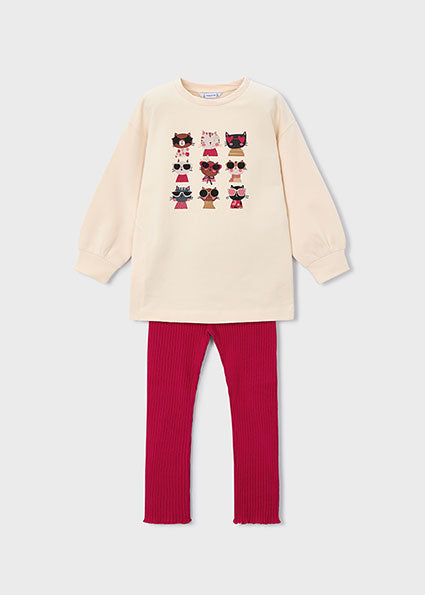 Red Leggings Pullover Set