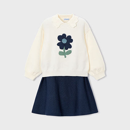 Navy Skirt & Sweater Set
