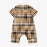 Burberry Baby Boys Beige Check Cotton Romper | Casa Childrenswear