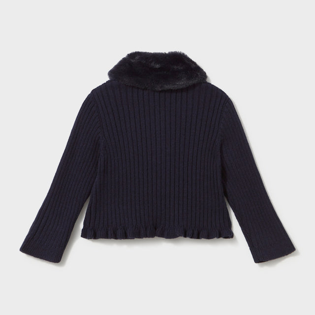 Navy Faux Fur Cardigan