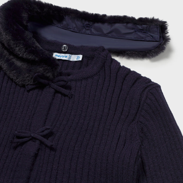 Navy Faux Fur Cardigan