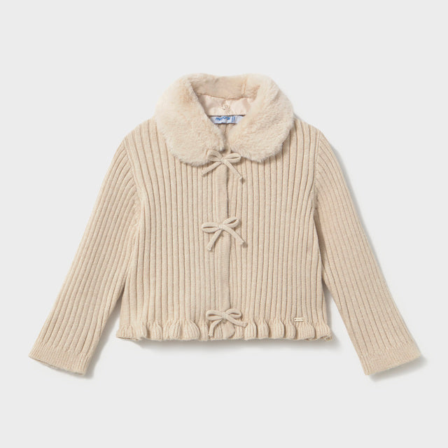 Beige Faux Fur Cardigan