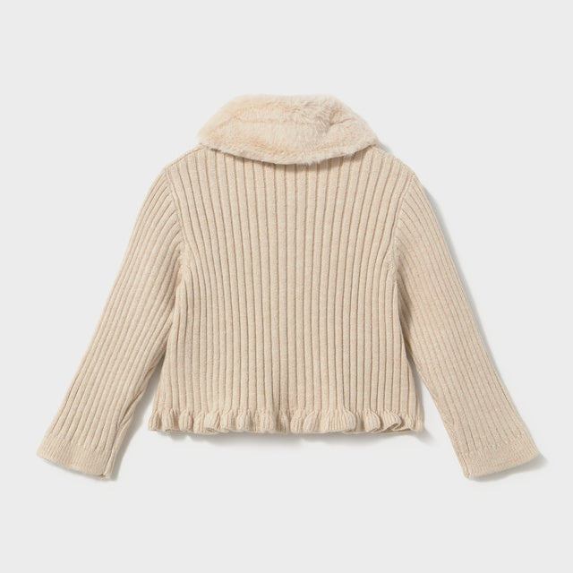 Beige Faux Fur Cardigan