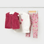 Pink Faux Fur Vest Leggings Set