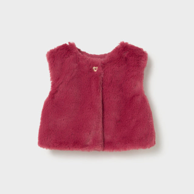 Pink Faux Fur Vest Leggings Set