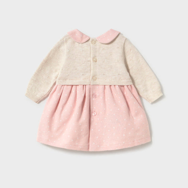 Mayoral Baby Girls Pink & White Knit Dress | Casa Childrenswear