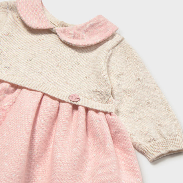 Mayoral Baby Girls Pink & White Knit Dress | Casa Childrenswear