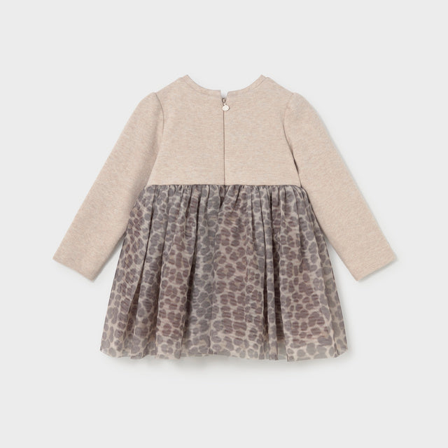 Mayoral Beige Tulle Leopard Dress | Casa Childrenswear
