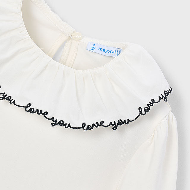 Mayoral Ruffled 'Love You' Blouse | Casa Childrenswear