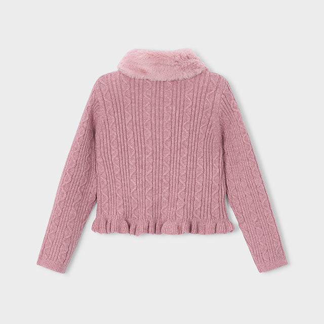 Pink Faux Fur Cardigan