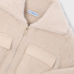 Mayoral Beige Furry Zip Sweater | Casa Childrenswear