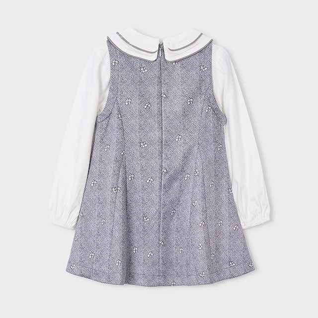 Grey Flower Print Dress