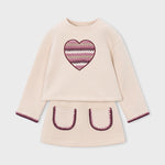 Mayoral Beige Heart Skirt Set | Casa Childrenswear