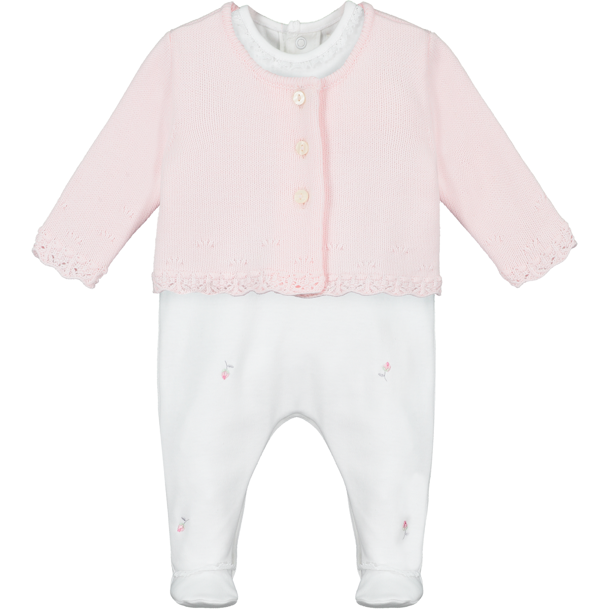 Annabel Pink Rose Babygrow & Cardigan