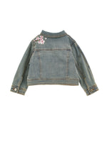 Girls Denim Jacket with Embroidered Flowers