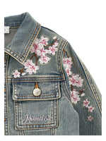 Girls Denim Jacket with Embroidered Flowers