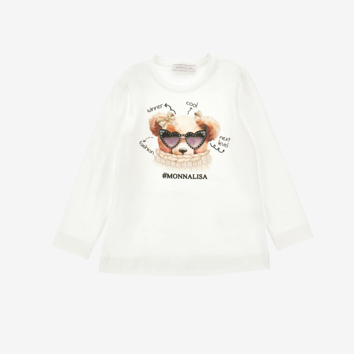Monnalisa Teddy Sunglasses Long Sleeve T-Shirt | Casa Childrenswear