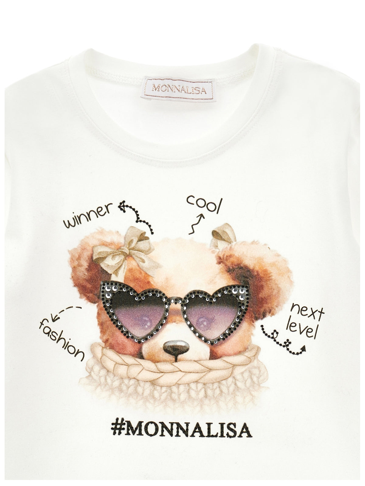 Monnalisa Teddy Sunglasses Long Sleeve T-Shirt | Casa Childrenswear