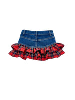 Denim Skirt with Red Rouche